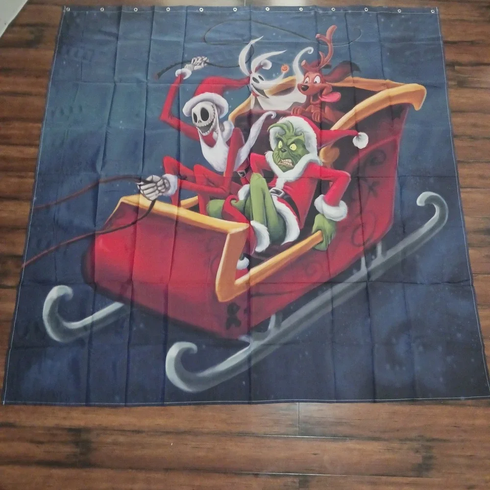 Nightmare Before Christmas Grinch Shower Curtain Bathroom Set 16pc Holiday Decor